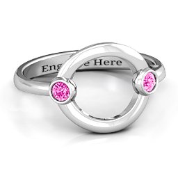 Double Stone Karma Ring in 925 Sterling Silver with Pink Tourmaline