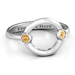 Double Stone Karma Ring in 925 Sterling Silver with Citrine