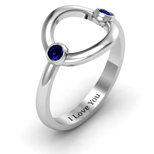 Double Stone Karma Ring – Sterling Silver with Blue Sapphire