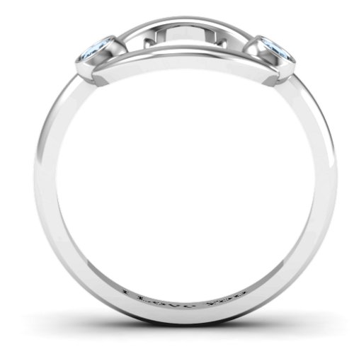 Double Stone Karma Ring – Sterling Silver with Aquamarine