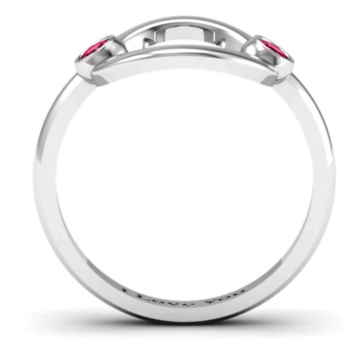 Double Stone Karma Ring – Sterling Silver with Ruby
