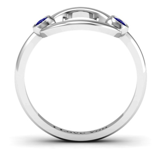 Double Stone Karma Ring – Sterling Silver with Blue Sapphire