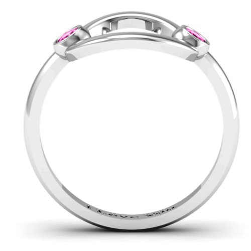 Double Stone Karma Ring – Sterling Silver with Pink Tourmaline