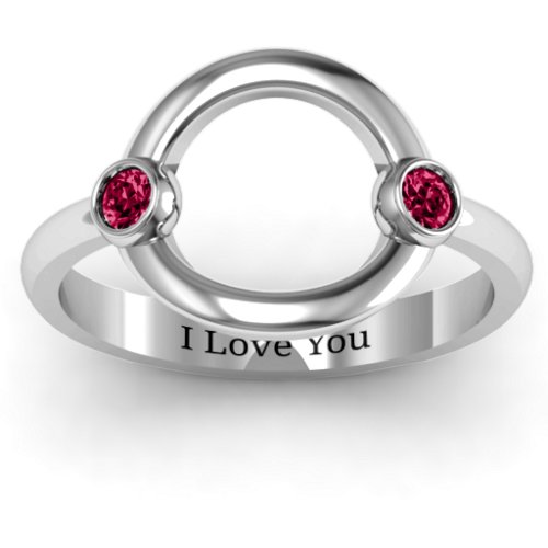 Double Stone Karma Ring – Sterling Silver with Ruby