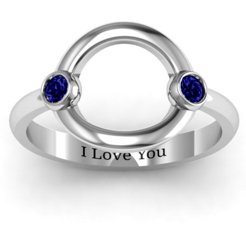 Double Stone Karma Ring – Sterling Silver with Blue Sapphire