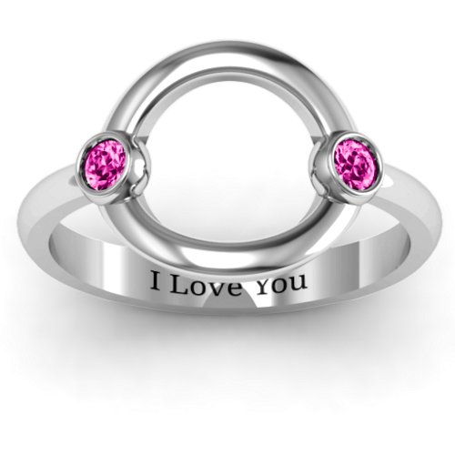 Double Stone Karma Ring – Sterling Silver with Pink Tourmaline