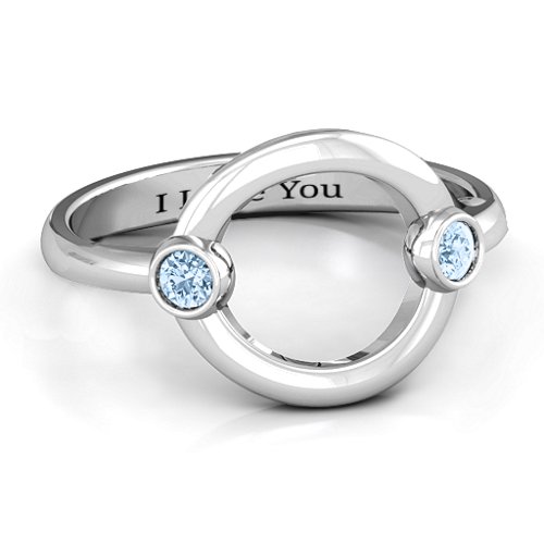 Double Stone Karma Ring – Sterling Silver with Aquamarine