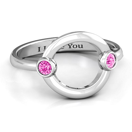 Double Stone Karma Ring – Sterling Silver with Pink Tourmaline