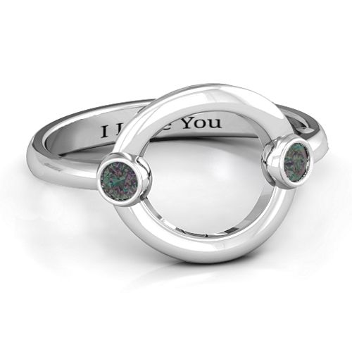 Double Stone Karma Ring – Sterling Silver with Alexandrite