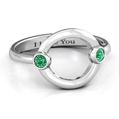 Double Stone Karma Ring – 10K Yellow Gold with Emerald