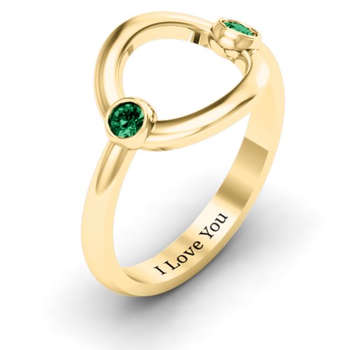 Double Stone Karma Ring – 10K Yellow Gold with Emerald