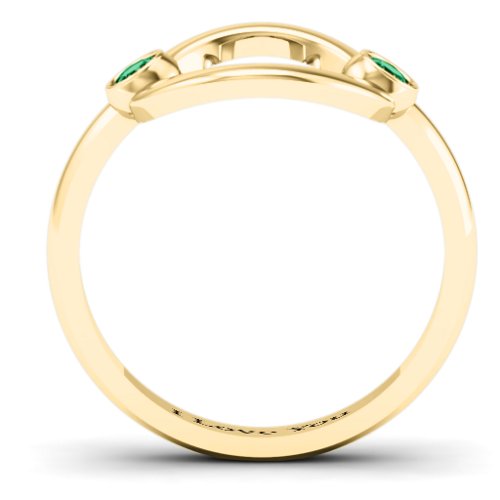 Double Stone Karma Ring – 10K Yellow Gold with Emerald