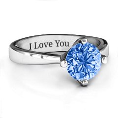 Large Stone Solitaire Ring – 10K Yellow Gold with Fancy Blue Premium Zirconia