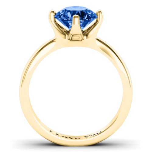 Large Stone Solitaire Ring – 10K Yellow Gold with Fancy Blue Premium Zirconia