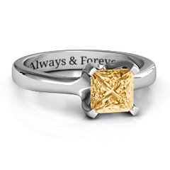 Large Princess Solitaire Ring – 10K Yellow Gold with Fancy Yellow Premium Zirconia