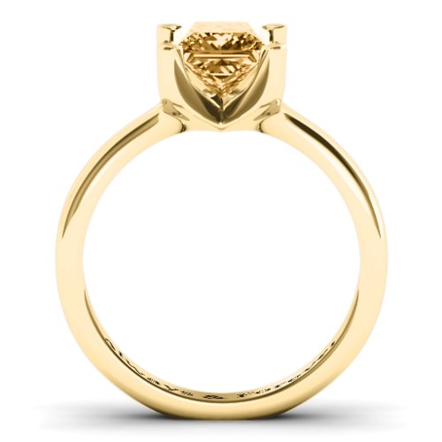 Large Princess Solitaire Ring – 10K Yellow Gold with Fancy Yellow Premium Zirconia