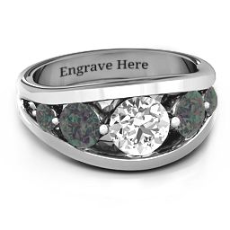 5 Stone Split Shank Ring in 925 Sterling Silver with White Premium Zirconia and Alexandrite