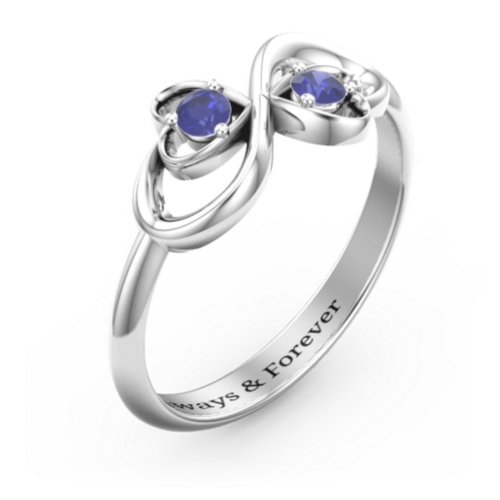 Pair of Hearts Infinity Ring with Gemstones