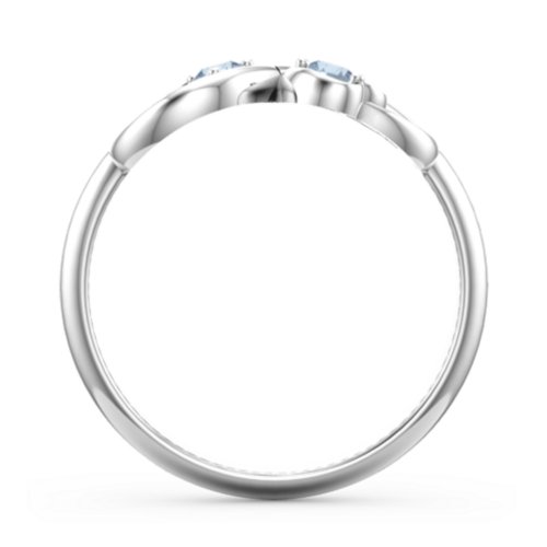 Pair of Hearts Infinity Ring with Gemstones – Sterling Silver with Blue Topaz