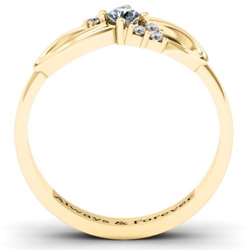 Solitaire Infinity Ring with Accents – 10K Yellow Gold with Cubic Zirconia and White Premium Zirconia
