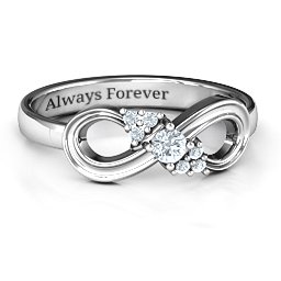 Solitaire Infinity Ring with Accents in 925 Sterling Silver with Diamond