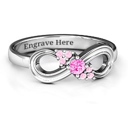 Solitaire Infinity Ring with Accents in 925 Sterling Silver with Pink Tourmaline and Fancy Pink Premium Zirconia