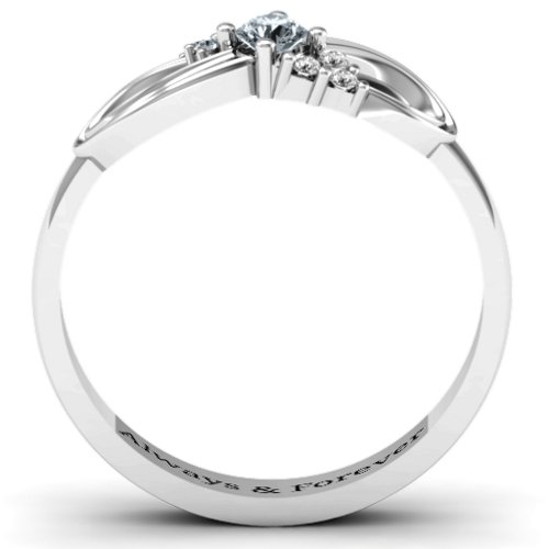 Solitaire Infinity Ring with Accents – Sterling Silver with Cubic Zirconia and White Premium Zirconia