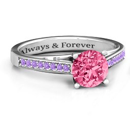 Large Round Solitaire Ring with Shoulder Accents