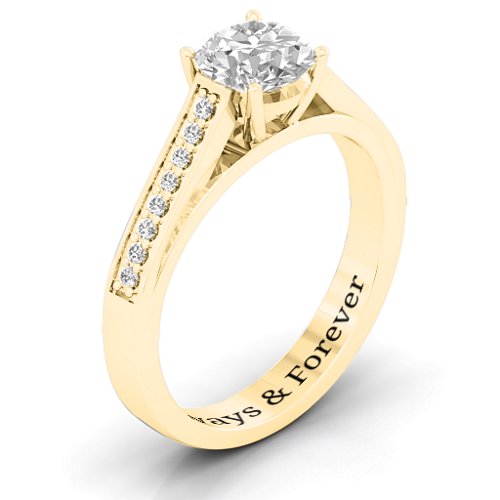 Large Round Solitaire Ring with Shoulder Accents