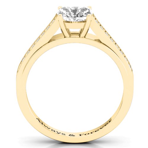 Large Round Solitaire Ring with Shoulder Accents