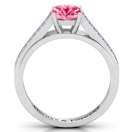 Large Round Solitaire Ring with Shoulder Accents