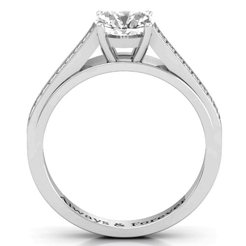Large Round Solitaire Ring with Shoulder Accents