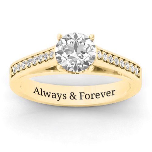 Large Round Solitaire Ring with Shoulder Accents