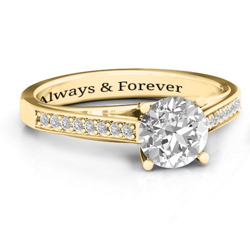 Large Round Solitaire Ring with Shoulder Accents