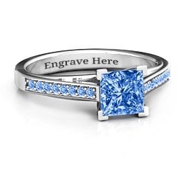 Princess Cut Ring with Shoulder Accents