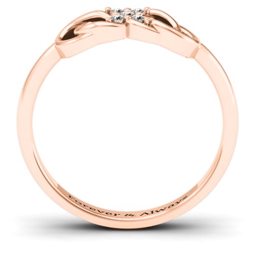 Infinity Knot Ring with Accents – 10K Rose Gold with White Premium Zirconia