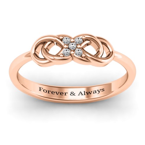 Infinity Knot Ring with Accents – 10K Rose Gold with White Premium Zirconia
