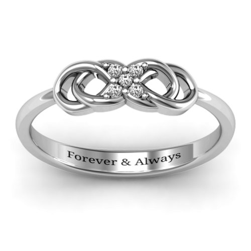Infinity Knot Ring with Accents – 10K White Gold with White Premium Zirconia