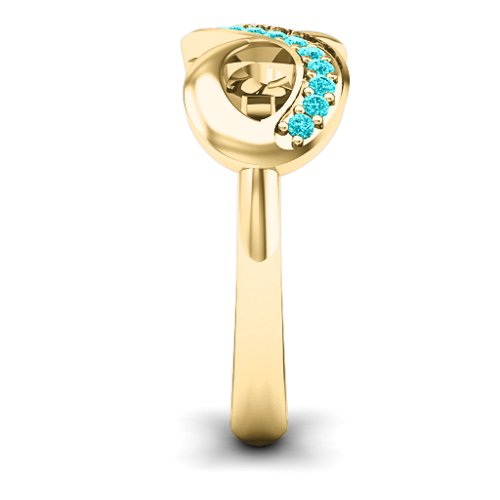 Infinity Ring with Single Accent Row – 10K Yellow Gold with Mint Premium Zirconia