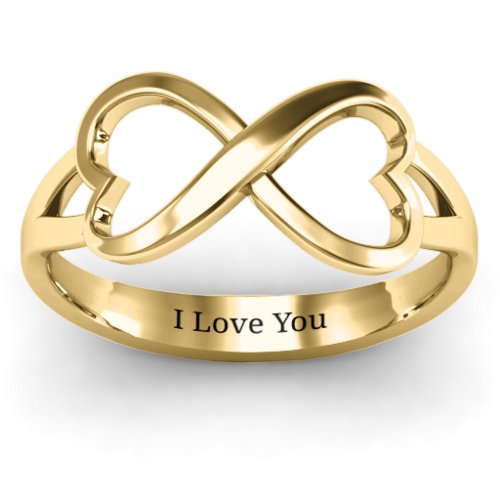 Simple Double Heart Infinity Ring – 10K Yellow Gold