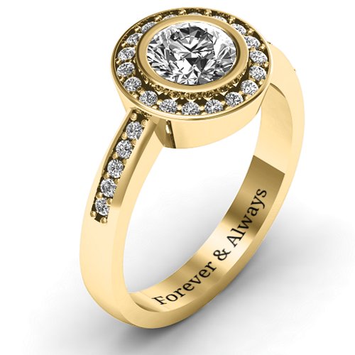 Bezel Halo Accent Ring – 10K Yellow Gold with White Premium Zirconia