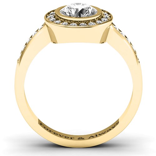Bezel Halo Accent Ring – 10K Yellow Gold with White Premium Zirconia