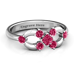 Princess Center Infinity Ring in 925 Sterling Silver with Ruby