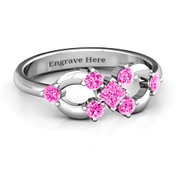 Princess Center Infinity Ring in 925 Sterling Silver with Pink Tourmaline