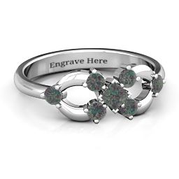 Princess Center Infinity Ring in 925 Sterling Silver with Alexandrite