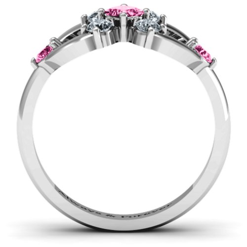 Princess Center Infinity Ring – Sterling Silver with Pink Tourmaline and Cubic Zirconia