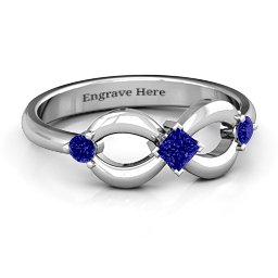 Princess Infinity Ring in 925 Sterling Silver with Blue Sapphire