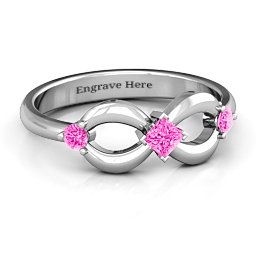 Princess Infinity Ring in 925 Sterling Silver with Pink Tourmaline