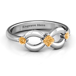 Princess Infinity Ring in 925 Sterling Silver with Citrine