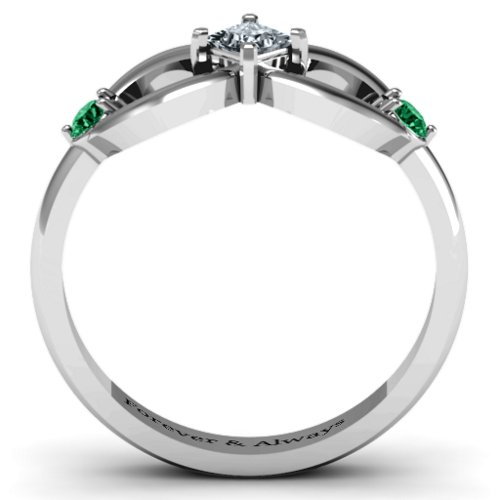Princess Infinity Ring – Sterling Silver with Cubic Zirconia and Emerald